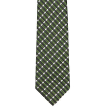 Load image into Gallery viewer, Front view dark green gingham plaid slim tie
