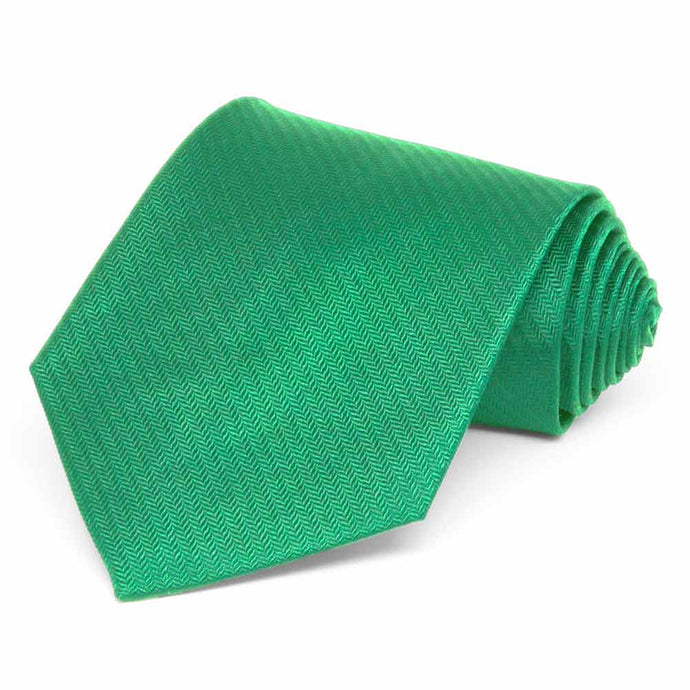 Green Herringbone Silk Necktie