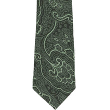 Load image into Gallery viewer, The front of a green large paisley extra long tie