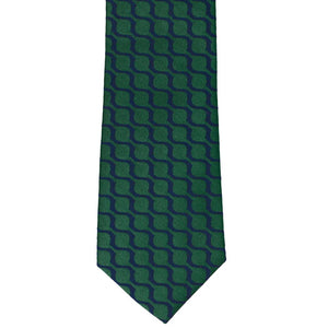 Dark green scallop pattern tie front view