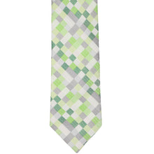 Load image into Gallery viewer, Green and gray checker pattern necktie