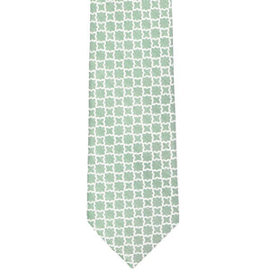 Flat front view of a green trellis pattern tie