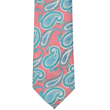 Load image into Gallery viewer, Front flat view of a guava paisley tie