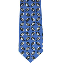Load image into Gallery viewer, Front view blue Hanukkah tie with driedel design