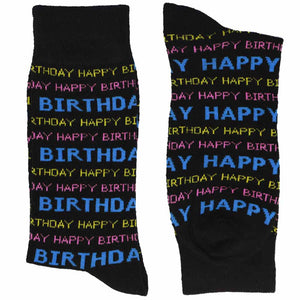 Pair of men's happy birthday novelty dress socks