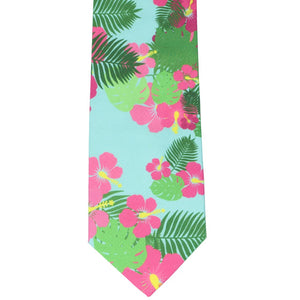 Hawaiian flower necktie, front view