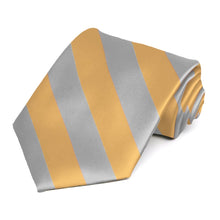 Load image into Gallery viewer, Honey Gold and Silver Striped Tie
