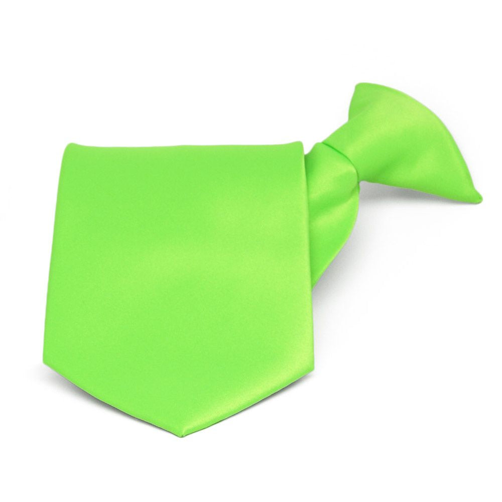 Hot Lime Green Solid Color Clip-On Tie