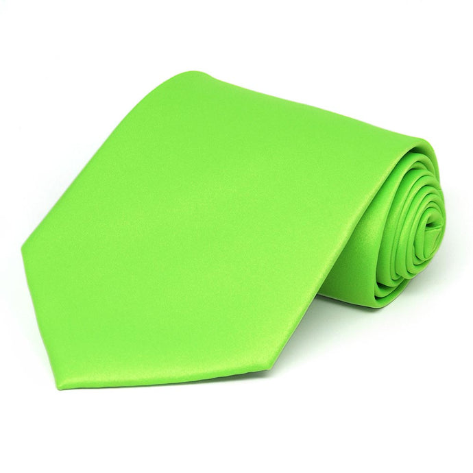 Hot Lime Green Extra Long Solid Color Necktie