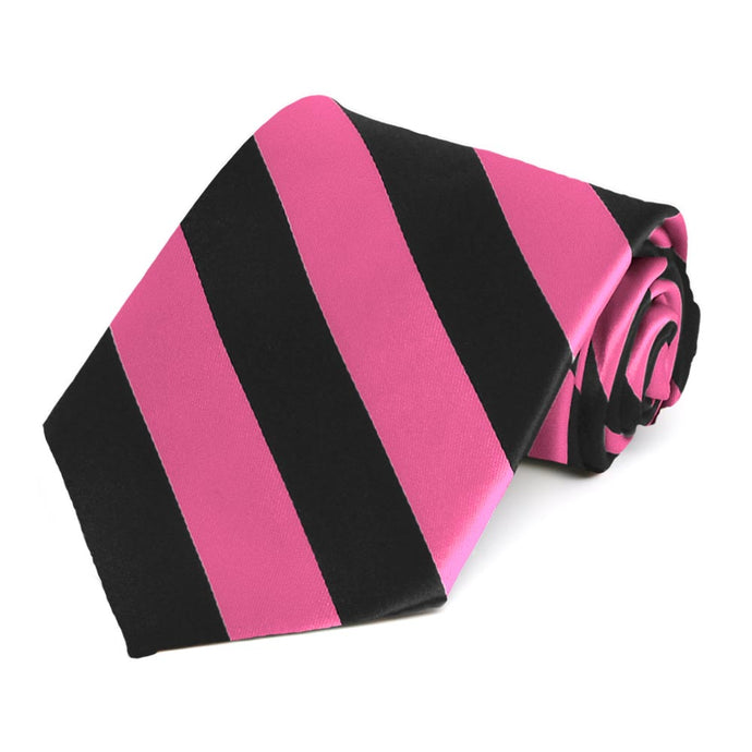 Hot Pink and Black Striped Tie