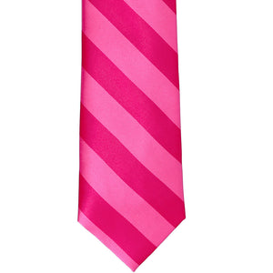Front view of a hot pink and fuchsia striped tie