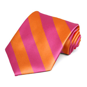 Hot Pink and Orange Striped Tie