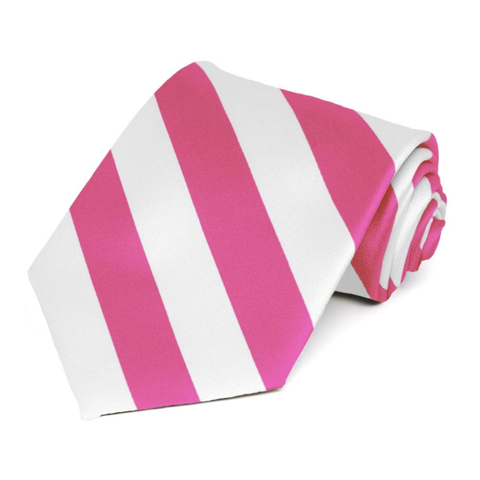 Hot Pink and White Striped Tie