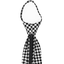 Load image into Gallery viewer, Back view of a houndstooth zipper tie with hidden zipper in tie tail