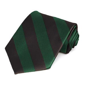 Hunter Green and Brown Striped Tie