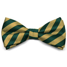 Load image into Gallery viewer, Hunter Green and Gold Formal Striped Bow Tie