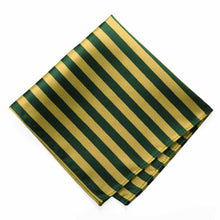Load image into Gallery viewer, Hunter Green and Gold Formal Striped Pocket Square