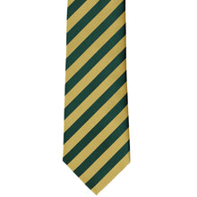 Load image into Gallery viewer, Front view hunter green and gold striped tie