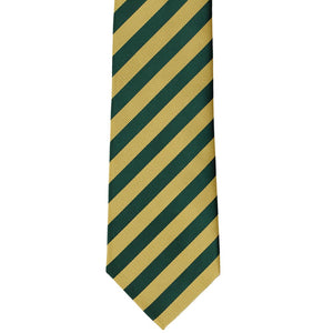Front view hunter green and gold striped tie
