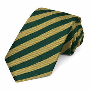 Hunter Green and Gold Formal Striped Tie