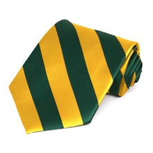 Load image into Gallery viewer, Hunter Green and Golden Yellow Extra Long Striped Tie