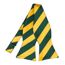 Load image into Gallery viewer, Hunter Green and Golden Yellow Striped Self-Tie Bow Tie