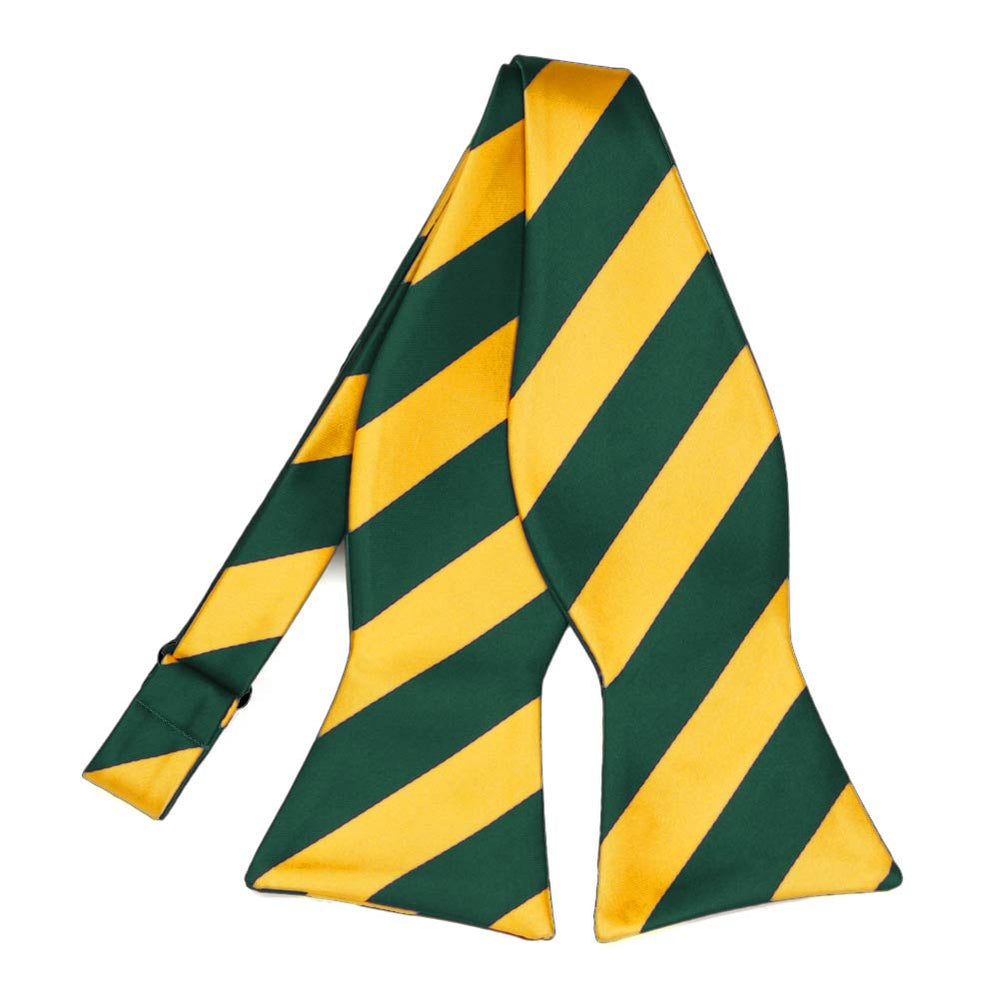 Hunter Green and Golden Yellow Striped Self-Tie Bow Tie