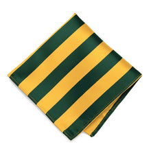 Load image into Gallery viewer, Hunter Green and Golden Yellow Striped Pocket Square