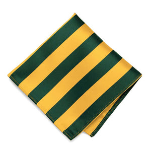 Hunter Green and Golden Yellow Striped Pocket Square