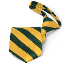 Load image into Gallery viewer, Pre-tied hunter green and golden yellow striped zipper tie