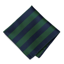Load image into Gallery viewer, Hunter Green and Navy Blue Striped Pocket Square