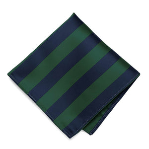 Hunter Green and Navy Blue Striped Pocket Square