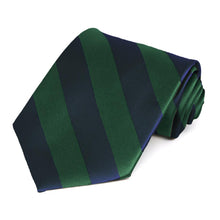 Load image into Gallery viewer, Hunter Green and Navy Blue Striped Tie