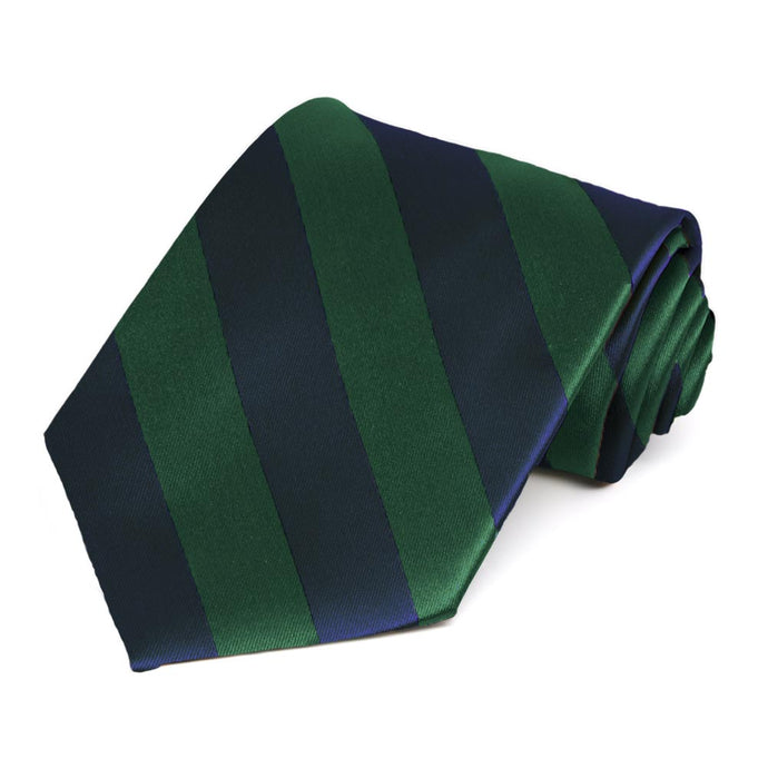 Hunter Green and Navy Blue Striped Tie
