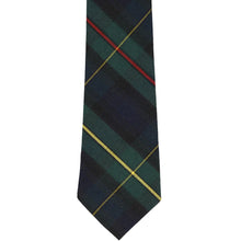 Load image into Gallery viewer, The front of a hunter green and navy blue plaid tie