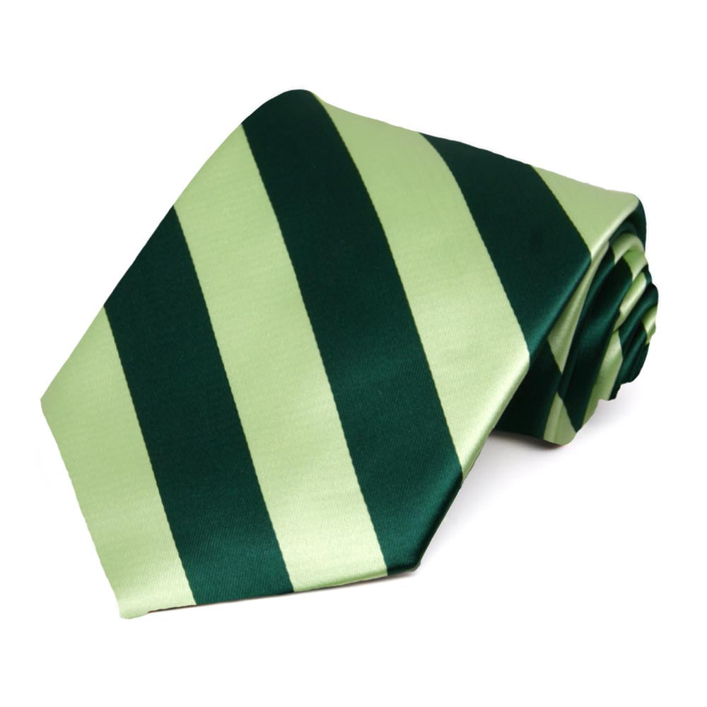Hunter green and pear green striped tie