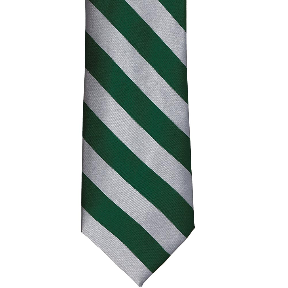 Hunter Green and Silver Striped Tie | Shop at TieMart – TieMart, Inc.