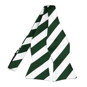 Hunter Green and White Striped Self-Tie Bow Tie