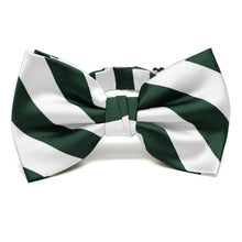 Load image into Gallery viewer, Hunter Green and White Striped Bow Tie