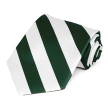Load image into Gallery viewer, Hunter Green and White Striped Tie