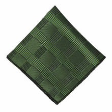 Load image into Gallery viewer, Dark green plaid pocket square, flat front view