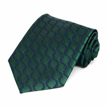 Load image into Gallery viewer, Dark green and blue tie with a scallop pattern