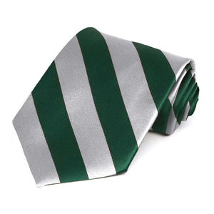 Hunter Green and Silver Striped Tie