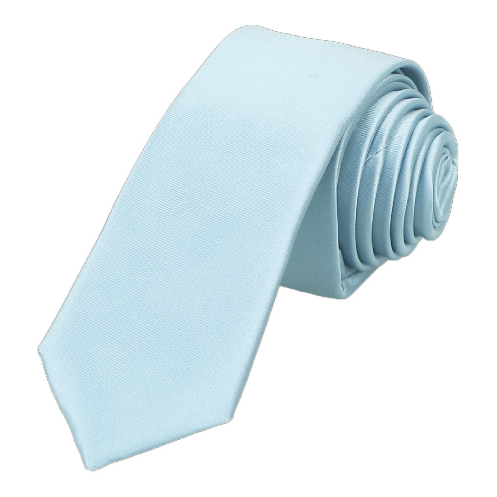 Hydrangea Blue Skinny Solid Color Necktie, 2