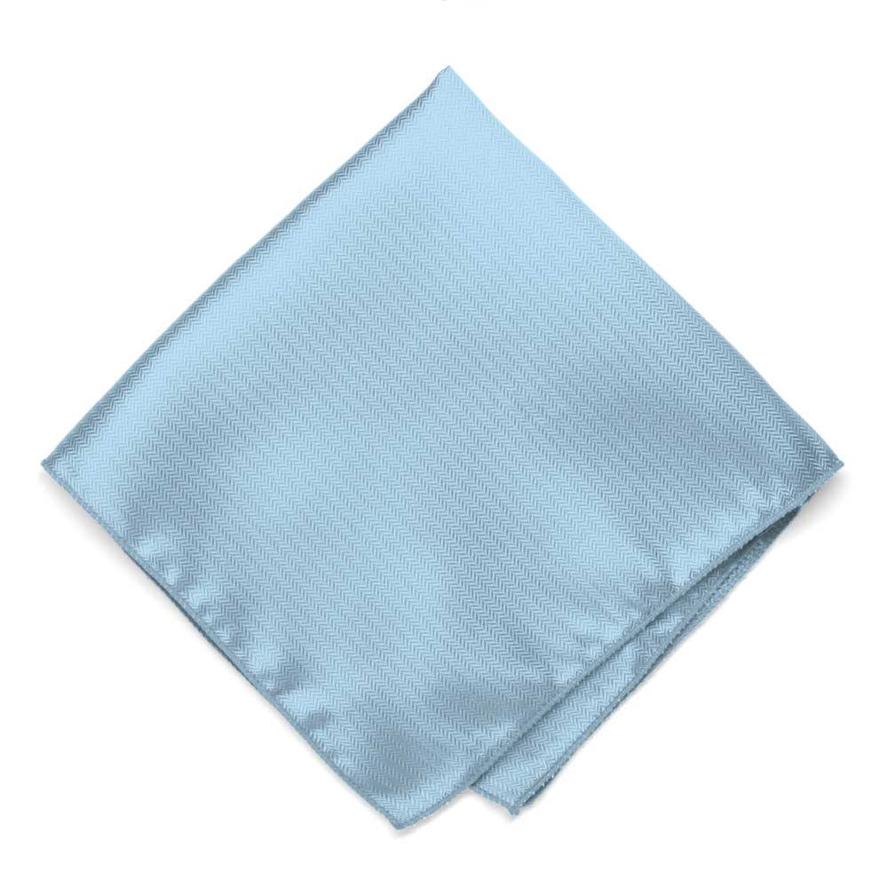 Ice blue herringbone textured pocket square