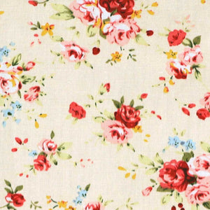 Ivory and pink floral fabric