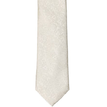 Load image into Gallery viewer, The front of an ivory floral slim tie in a tone-on-tone pattern