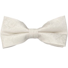 Load image into Gallery viewer, Ivory pre-tied wedding bow tie with floral textured pattern
