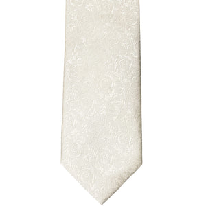 Front view of an ivory floral wedding tie