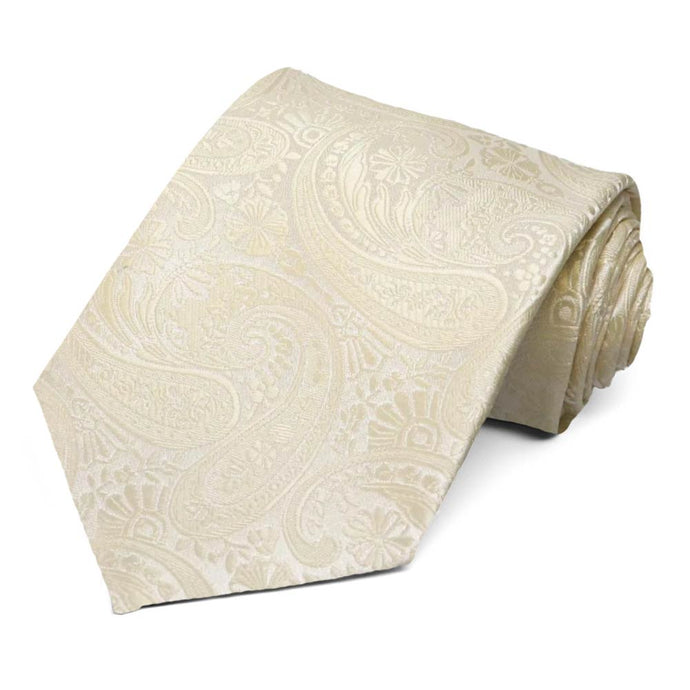 Ivory large paisley extra long tie
